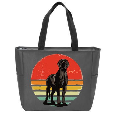 Great Dane Dog Lover Retro Vintage 70s Dog Pet Zip Tote Bag