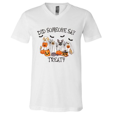 Ghost Dogs Did Someone Say Treat V-Neck T-Shirt