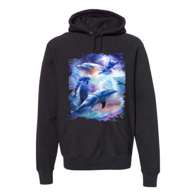 Galaxy Dolphin Dolphins In Space Premium Hoodie