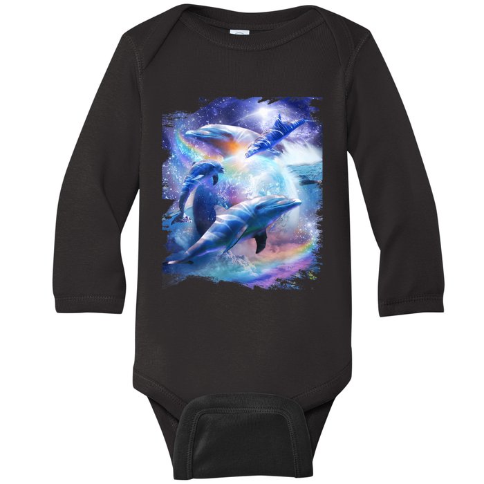 Galaxy Dolphin Dolphins In Space Baby Long Sleeve Bodysuit