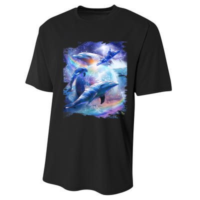 Galaxy Dolphin Dolphins In Space Performance Sprint T-Shirt