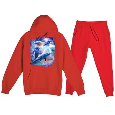 Galaxy Dolphin Dolphins In Space Premium Hooded Sweatsuit Set