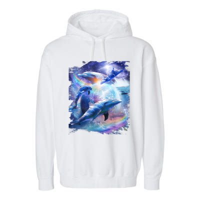 Galaxy Dolphin Dolphins In Space Garment-Dyed Fleece Hoodie