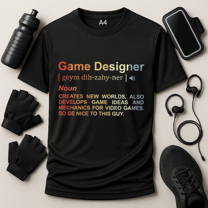 Game Designer Definition Game Programmer Game Dev Cooling Performance Crew T-Shirt