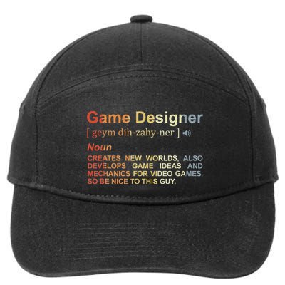 Game Designer Definition Game Programmer Game Dev 7-Panel Snapback Hat