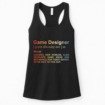 Game Designer Definition Game Programmer Game Dev Women's Racerback Tank