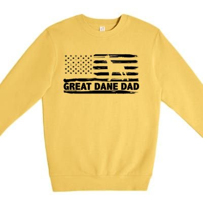 Great Dane Dad Distressed American Flag Patriotic Dog Premium Crewneck Sweatshirt