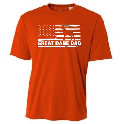 Great Dane Dad Distressed American Flag Patriotic Dog Cooling Performance Crew T-Shirt