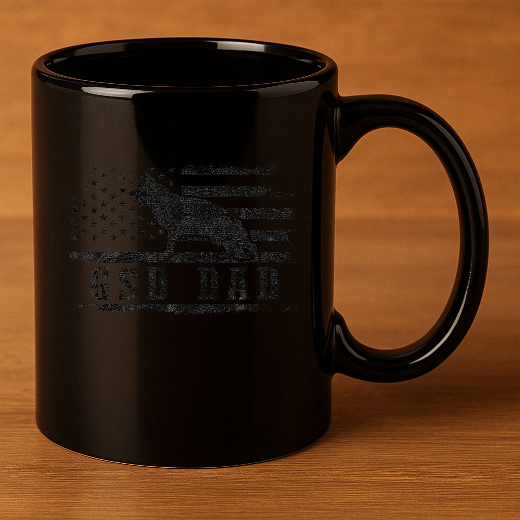 Gsd Dad Distressed American Flag German Shepherd Dog 11oz C Handle Ceramic Mug