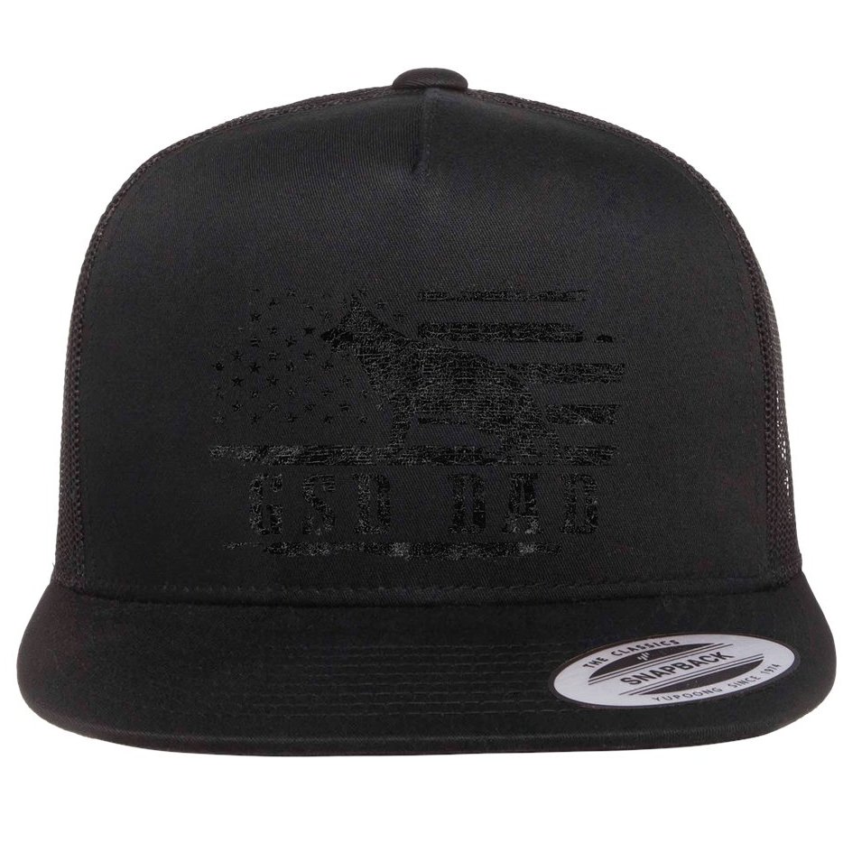 Gsd Dad Distressed American Flag German Shepherd Dog Flat Bill Trucker Hat