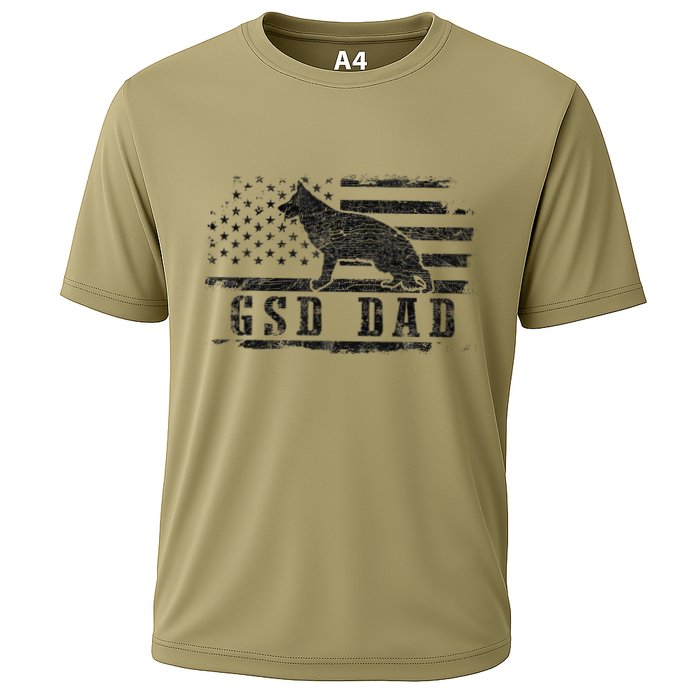 Gsd Dad Distressed American Flag German Shepherd Dog Cooling Performance Crew T-Shirt