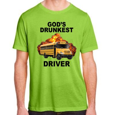 Gods Drunkest Driver Funny School Bus Adult ChromaSoft Performance T-Shirt