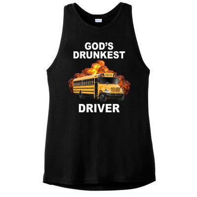 Gods Drunkest Driver Funny School Bus Ladies PosiCharge Tri-Blend Wicking Tank