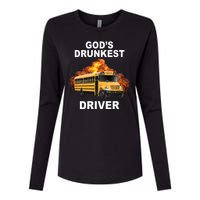 Gods Drunkest Driver Funny School Bus Womens Cotton Relaxed Long Sleeve T-Shirt