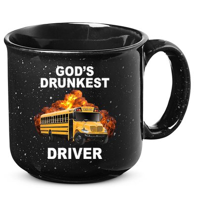 Gods Drunkest Driver Funny School Bus 15oz Campfire Ceramic Mug