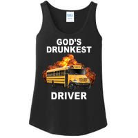 Gods Drunkest Driver Funny School Bus Ladies Essential Tank