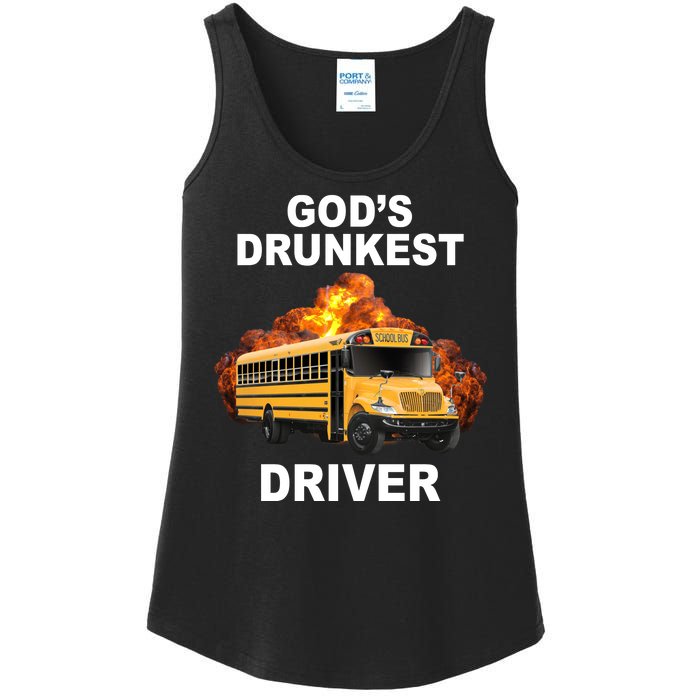 Gods Drunkest Driver Funny School Bus Ladies Essential Tank