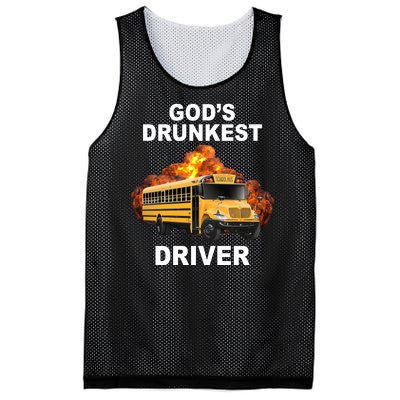 Gods Drunkest Driver Funny School Bus Mesh Reversible Basketball Jersey Tank