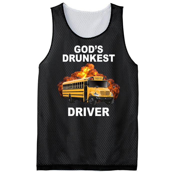 Gods Drunkest Driver Funny School Bus Mesh Reversible Basketball Jersey Tank