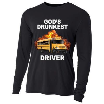 Gods Drunkest Driver Funny School Bus Cooling Performance Long Sleeve Crew