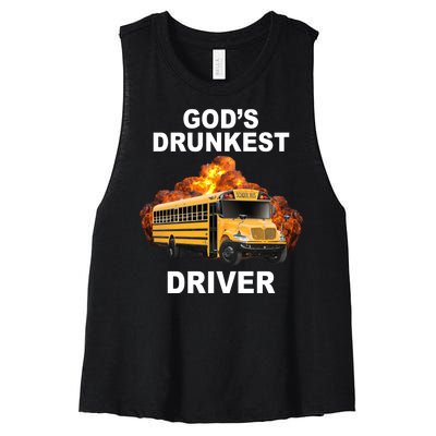 Gods Drunkest Driver Funny School Bus Women's Racerback Cropped Tank