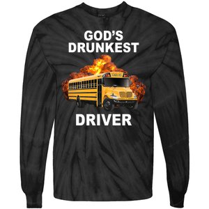 Gods Drunkest Driver Funny School Bus Tie-Dye Long Sleeve Shirt