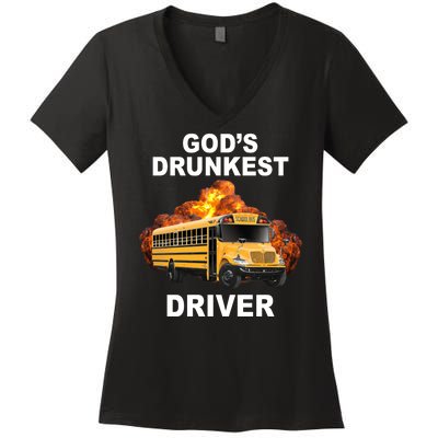 Gods Drunkest Driver Funny School Bus Women's V-Neck T-Shirt