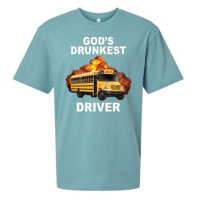 Gods Drunkest Driver Funny School Bus Sueded Cloud Jersey T-Shirt