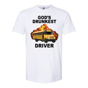 Gods Drunkest Driver Funny School Bus Softstyle CVC T-Shirt