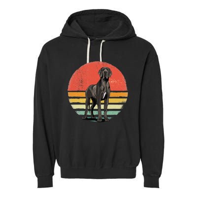 Great Dane Dog Lover Retro Vintage 70s Dog Pet Garment-Dyed Fleece Hoodie