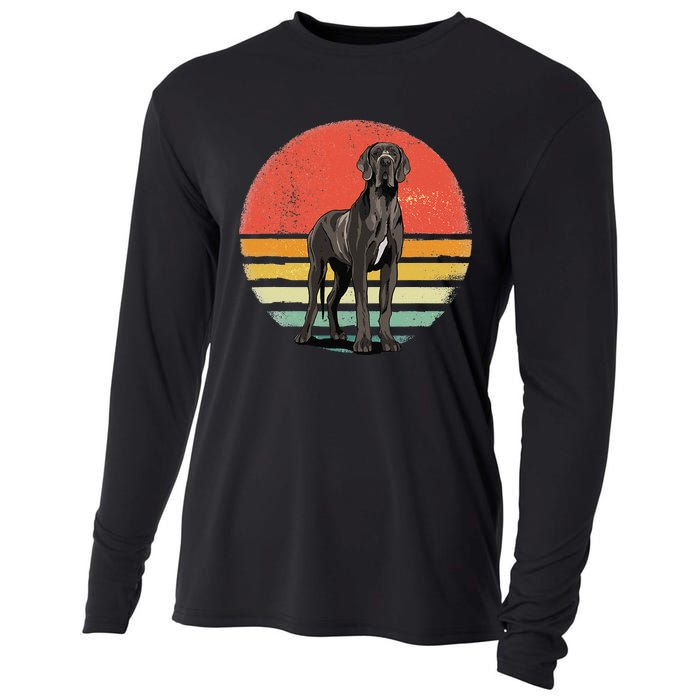 Great Dane Dog Lover Retro Vintage 70s Dog Pet Cooling Performance Long Sleeve Crew