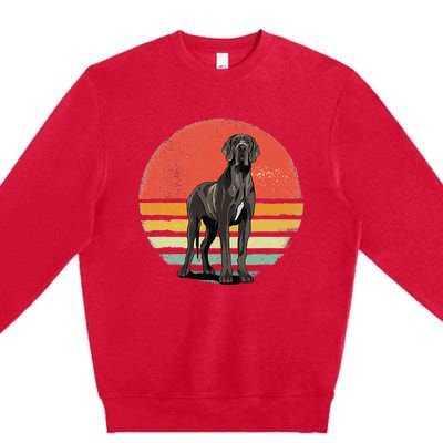 Great Dane Dog Lover Retro Vintage 70s Dog Pet Premium Crewneck Sweatshirt