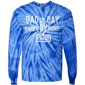 Gamer Dad Dad By Day Gamer By Night Funny Gaming Dad Great Gift Tie-Dye Long Sleeve Shirt