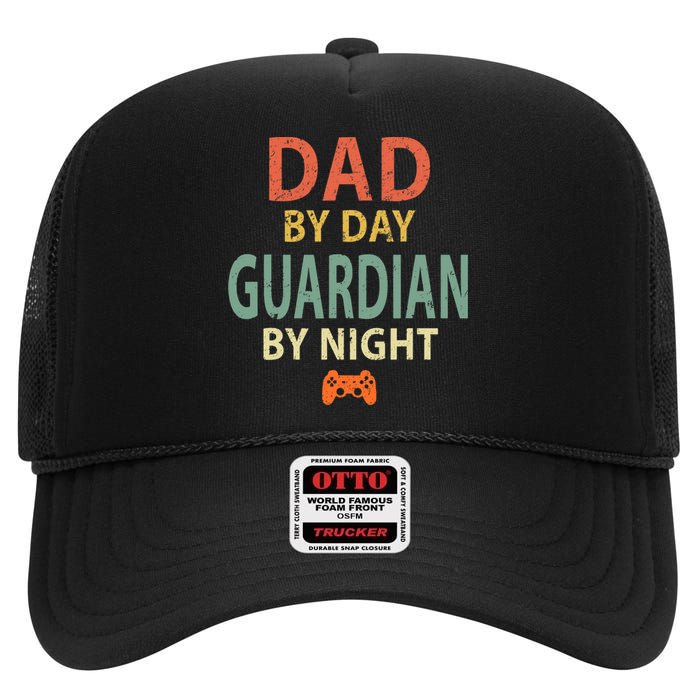 Gamer Dad. Dad by Day Guardian By Night Gaming High Crown Mesh Back Trucker Hat