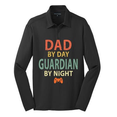 Gamer Dad. Dad by Day Guardian By Night Gaming Silk Touch Performance Long Sleeve Polo