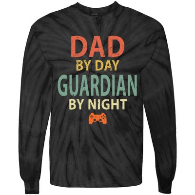 Gamer Dad. Dad by Day Guardian By Night Gaming Tie-Dye Long Sleeve Shirt