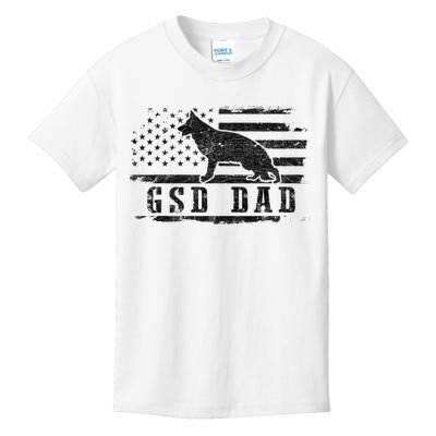 GSD Dad Distressed American Flag German Shepherd Dog Kids T-Shirt