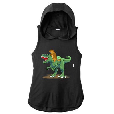 GroundHog Day Dinosaur Gift Shadow Ladies PosiCharge Tri-Blend Wicking Draft Hoodie Tank