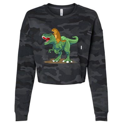 GroundHog Day Dinosaur Gift Shadow Cropped Pullover Crew