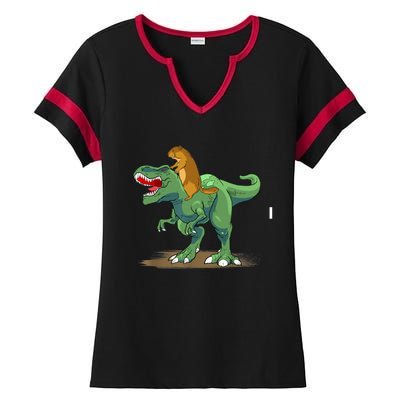 GroundHog Day Dinosaur Gift Shadow Ladies Halftime Notch Neck Tee