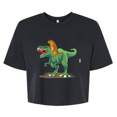 GroundHog Day Dinosaur Gift Shadow Bella+Canvas Jersey Crop Tee