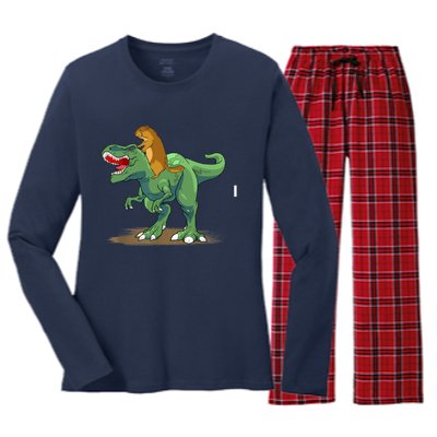 GroundHog Day Dinosaur Gift Shadow Women's Long Sleeve Flannel Pajama Set 