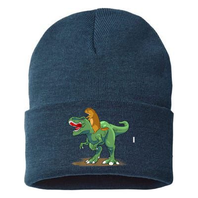 GroundHog Day Dinosaur Gift Shadow Sustainable Knit Beanie