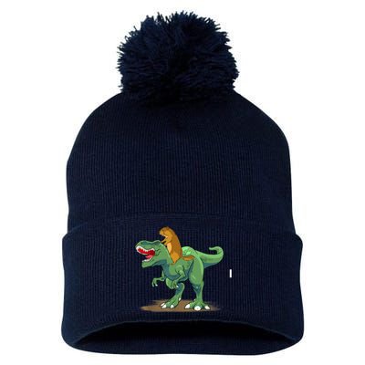 GroundHog Day Dinosaur Gift Shadow Pom Pom 12in Knit Beanie