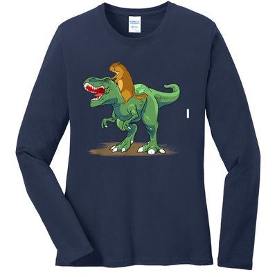 GroundHog Day Dinosaur Gift Shadow Ladies Long Sleeve Shirt