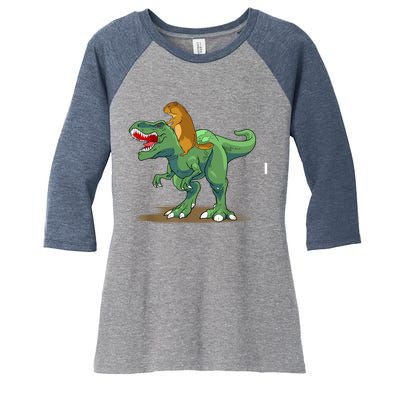 GroundHog Day Dinosaur Gift Shadow Women's Tri-Blend 3/4-Sleeve Raglan Shirt