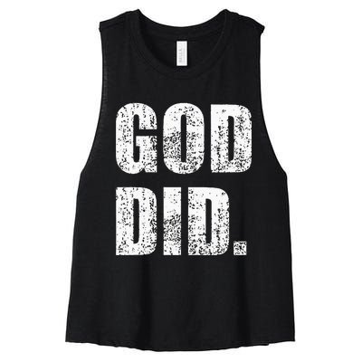 God Did Distressed Women's Racerback Cropped Tank