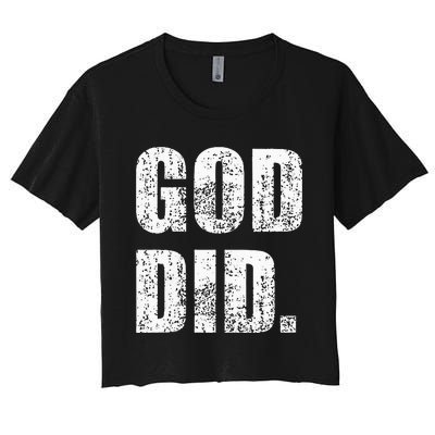 God Did Distressed Women's Crop Top Tee