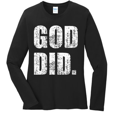 God Did Distressed Ladies Long Sleeve Shirt