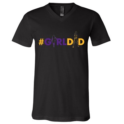 Girldad Girl Dad Father Of Daughters Girl Dad  V-Neck T-Shirt